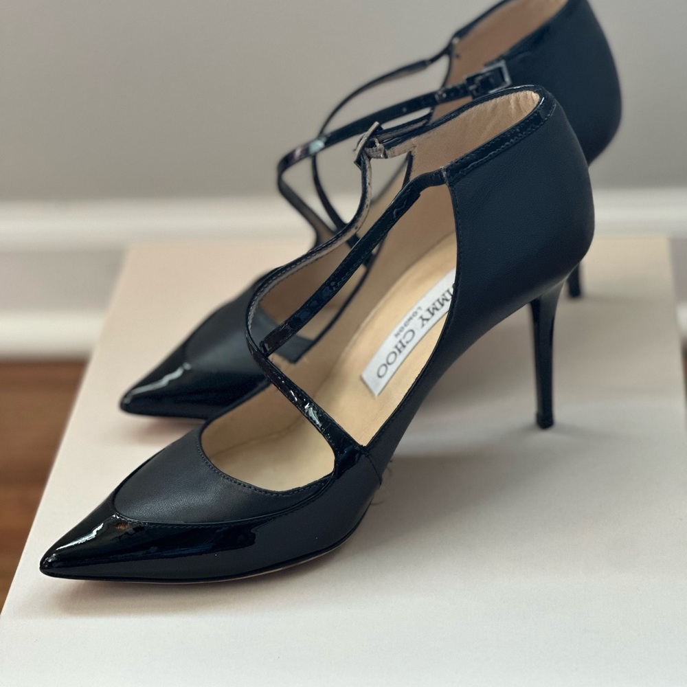 Jimmy Choo Black Leather Heels